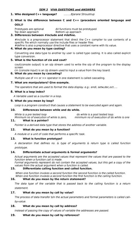 VIVA Questions and answera 1 - SEM 3 VIVA QUESTIONS and ANSWERS 1 ...