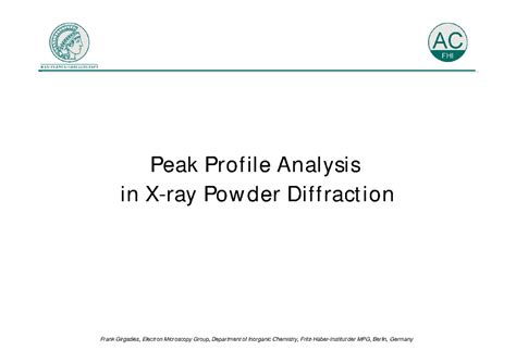 Peak Profile Analysis in Powder Diffraction (151106) - Studocu