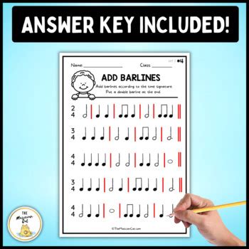 Time Signature & Adding Barlines Music Worksheets Set 2 - Eighth to ...