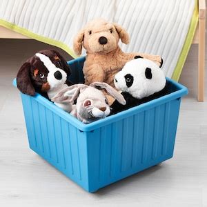 VESSLA Storage crate with castors, blue, 39x39 cm - IKEA