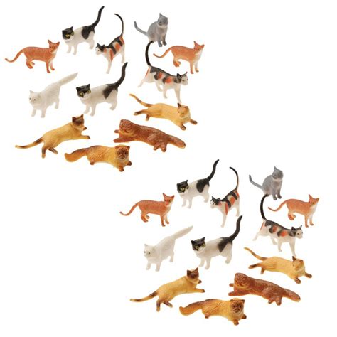 Buy Plastic Cat Figures 24 Count - 2 Assorted Styles - 2 Packs of 12 ...