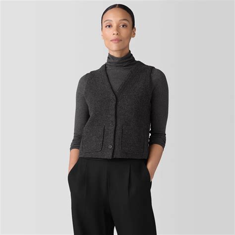 Lightweight Boiled Wool Vest in Regenerative Wool | EILEEN FISHER