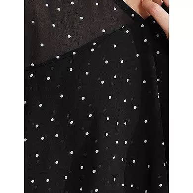 Women's Polka Dots Mesh Tops Blouse Deep V Neck Long Sleeve Flouncing ...