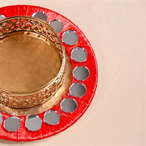 Set Of 6 Mirror Art Red Tea Light Holders Online - Premium Candle ...