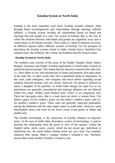 Kinship System in North India - Kinship System in North India Kinship ...