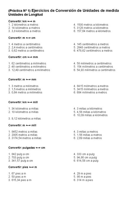 Ejercicios de Conversiones de Unidades de medida.tarea 1 - (Práctica Nº ...
