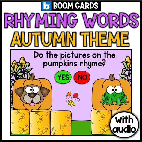Fall Rhyming Words Preschool Literacy Boom Cards Activity, Autumn Pre-K ...