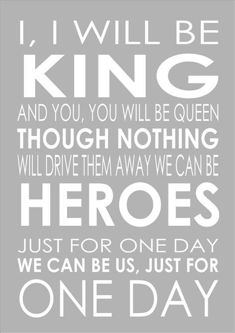 David Bowie Heroes Word Wall Typography Song Lyrics Verse Lyric Poster ...