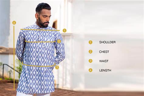 Mens Short Kurta size guide