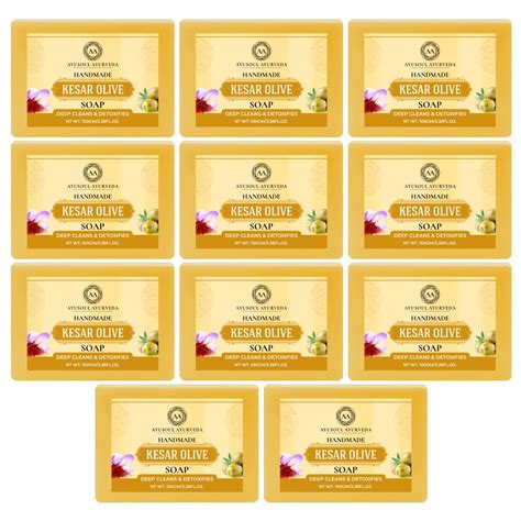 Buy Ayusoul Ayurveda Khadi Herbal Natural Kesar Olive Bath Soap for ...