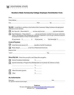 Fillable Online sscc Employee Foundation Contribution Form - Southern ...