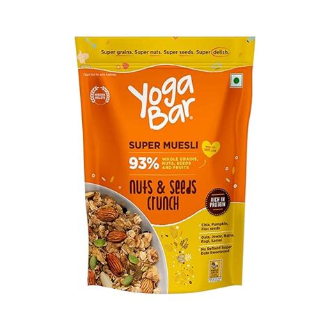 Yogabar Nuts & Seeds Crunch Muesli, Super Save Pack, Wholegrain ...
