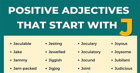 62 Useful Positive Adjectives that Start with J in English • 7ESL