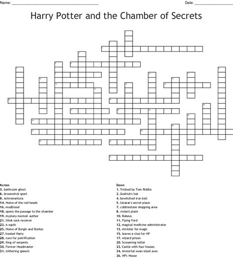 Printable Harry Potter Crossword Puzzles - Printable Word Searches