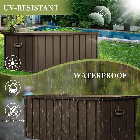 Gefaxi Metal Storage Box for Outdoor Dark Brown Lockable India | Ubuy