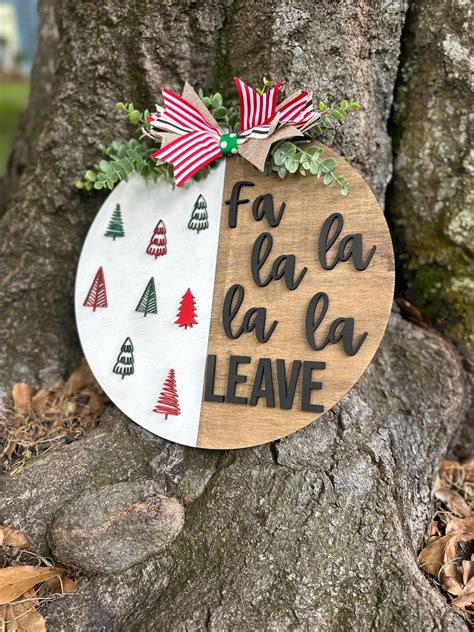 Fa La La Leave Christmas Door Hanger | Christmas Round - Etsy