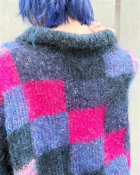 euro 1990's mohair block checked sweater | ROSE vintage