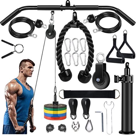 Weight Cable Pulley System Gym Upgraded Attachments For Home Fitness ...