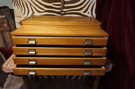 Antique Arts and Crafts Solid Oak Stacking Map Cabinet With Deep ...