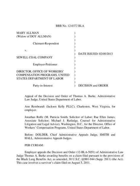 Fillable Online BLA Unpublished Document: 12-0372: Mary Allman v ...