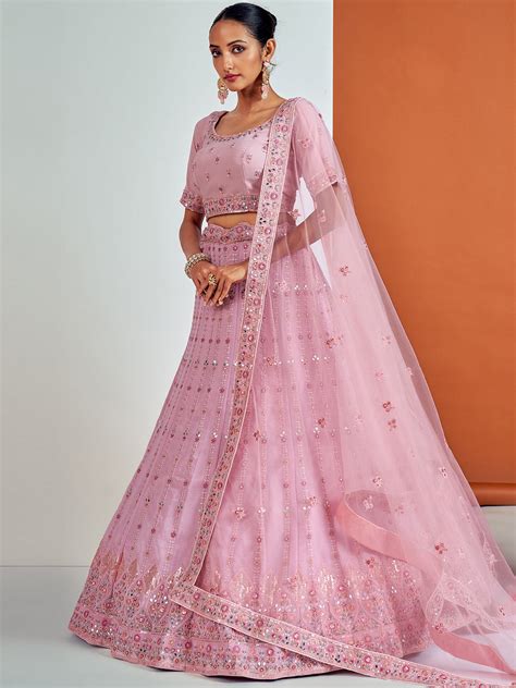Beautiful Pink Georgette Semi Stitched Lehenga With Unstitch