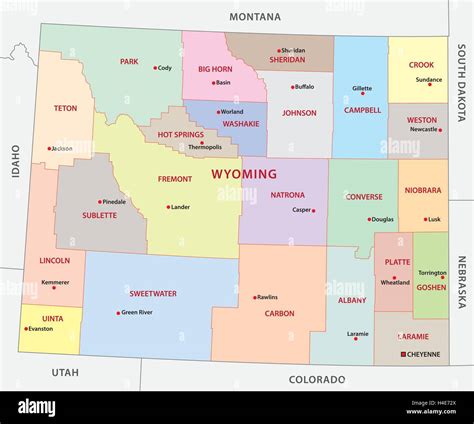 wyoming administrative map Stock Vector Art & Illustration, Vector ...