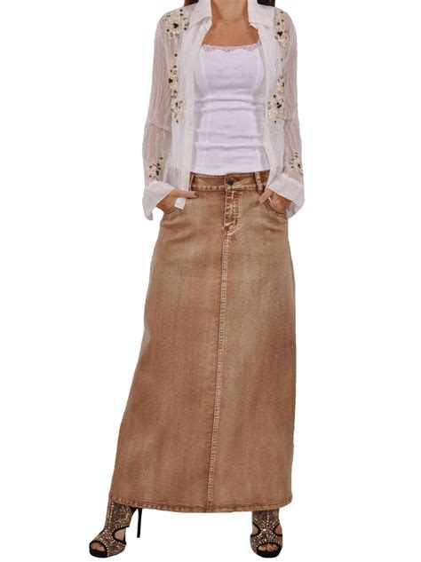 Blond Chic Long Denim Skirt # RE-0529 | Long denim skirt, Womens denim ...