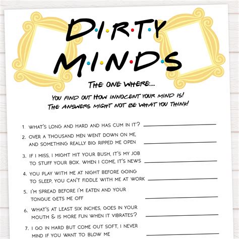 Dirty Minds Clues And Answers
