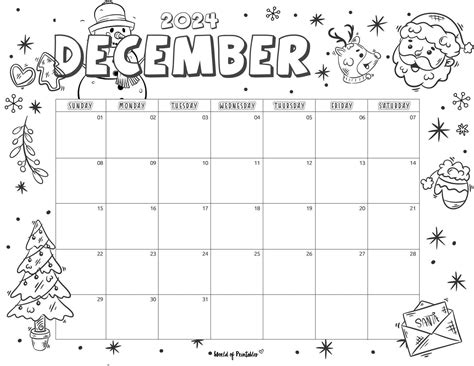 December 2024 Coloring Calendar | Free printable calendar templates, Printable calendar template ...