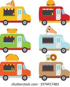 Cute Set Food Truck Clipart Stock Vector (Royalty Free) 1974917483 ...