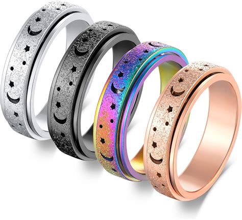 Anxiety Fidget Relief Spinner Rings for Women 6 mm Stainless Steel ...
