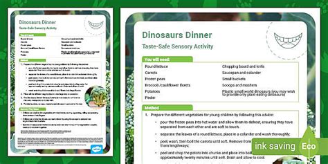 Dinosaurs Food Bucket Edible Sensory Recipe (teacher made)