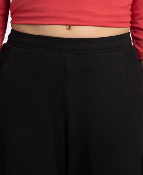 Buy Super Combed Cotton Rich Straight Fit Wide Leg Pants - Black A158 ...