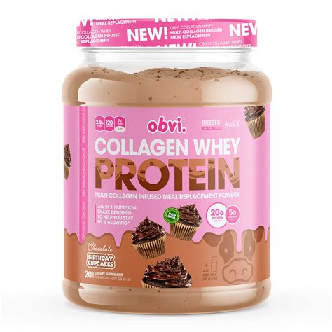Obvi Collagen Whey Protein Powder Post Workout Shake Supports Muscle ...