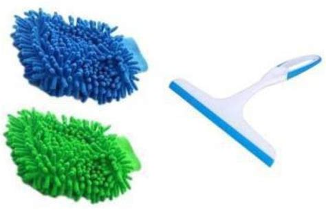 Smooth line Car Wash Wiper and Micro Fiber Glove Combo Pack ( Blue ...