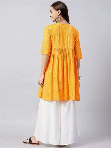 Yellow Bandhani Short Anarkali Kurta