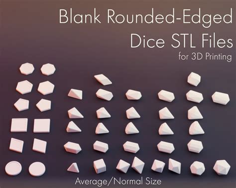 Buy Blank Rounded-edge Dice STL Files for 3D Printing - Average/normal ...