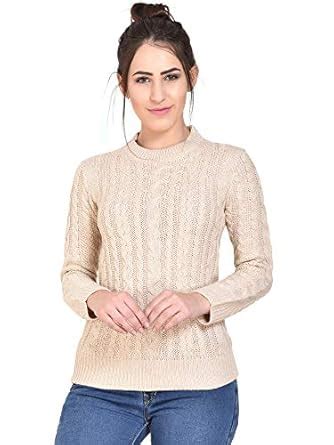Buy MansiCollections Women's Acrylic Round Neck Sweater (MC_SW_2642_BEI ...