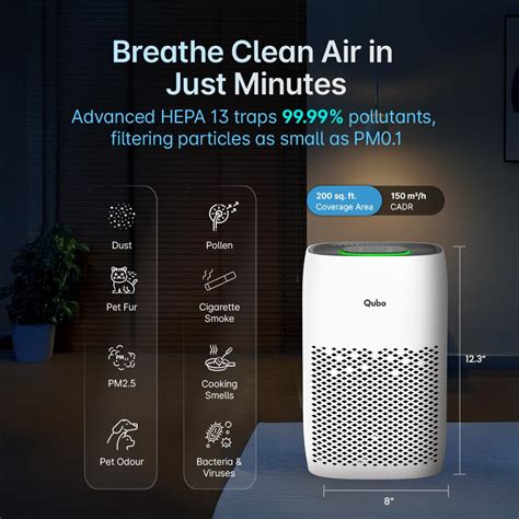 Qubo Smart Air Purifier Q200 | 4-Layer Filtration | HEPA H13 | QSensAI