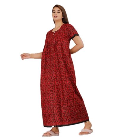 Buy Maya Print Women's Pure Cotton Regular Nighty Rajasthani Gown ...