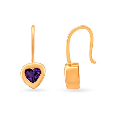 Enchanting 18 Karat Gold And Amethyst Heart-Shaped Hoop Earrings