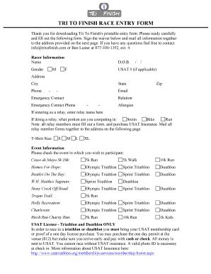 Fillable Online Printable Race Entry Form Fax Email Print - pdfFiller