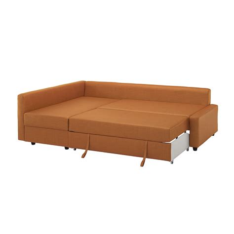 FRIHETEN corner sofa-bed with storage, Faringe brown-orange - IKEA