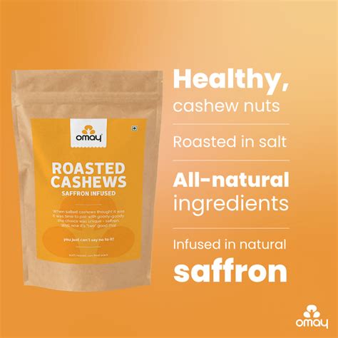 Omay Foods Roasted Cashews - Saffron Infused, 400g
