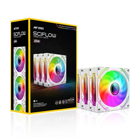Ant Esports Sciflow 120mm 3 IN 1 ARGB Case Fan Kit - White, RGB ...