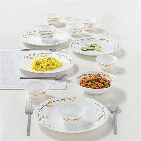 Larah by Borosil Bella Silk Series Opalware Dinner Set | 19 Pieces for ...