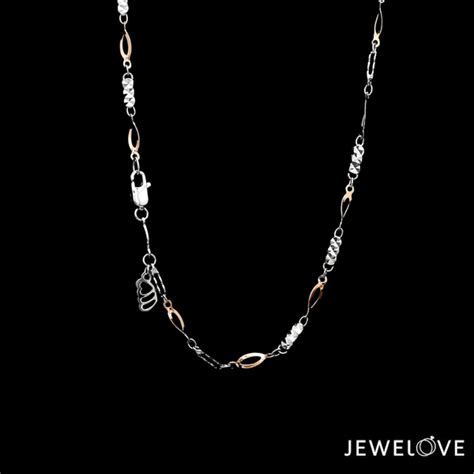 Jewelove™ Chains 16 inches 2mm Japanese Designer Platinum Rose Gold ...