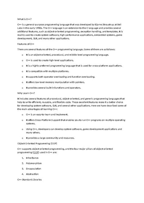 C++ Note 1: Basic Theory of C++ Programming Language - Studocu