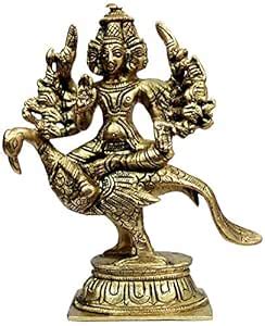 Buy Purpledip Brass Statue Lord Murugan Karthikeya, Warrior God: Rare ...