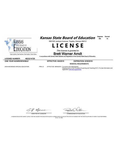 Kansas Teaching License | PDF